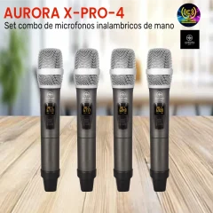 set combo de microfonos inalambricos de mano aurora x pro 4