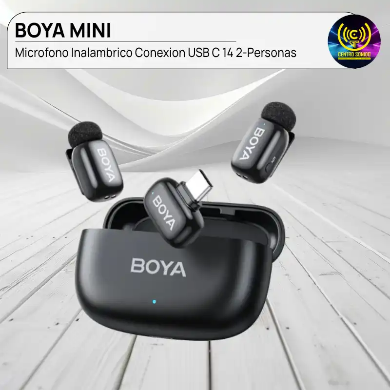 microfono inalambrico conexion usb c boya mini 14 2 personas
