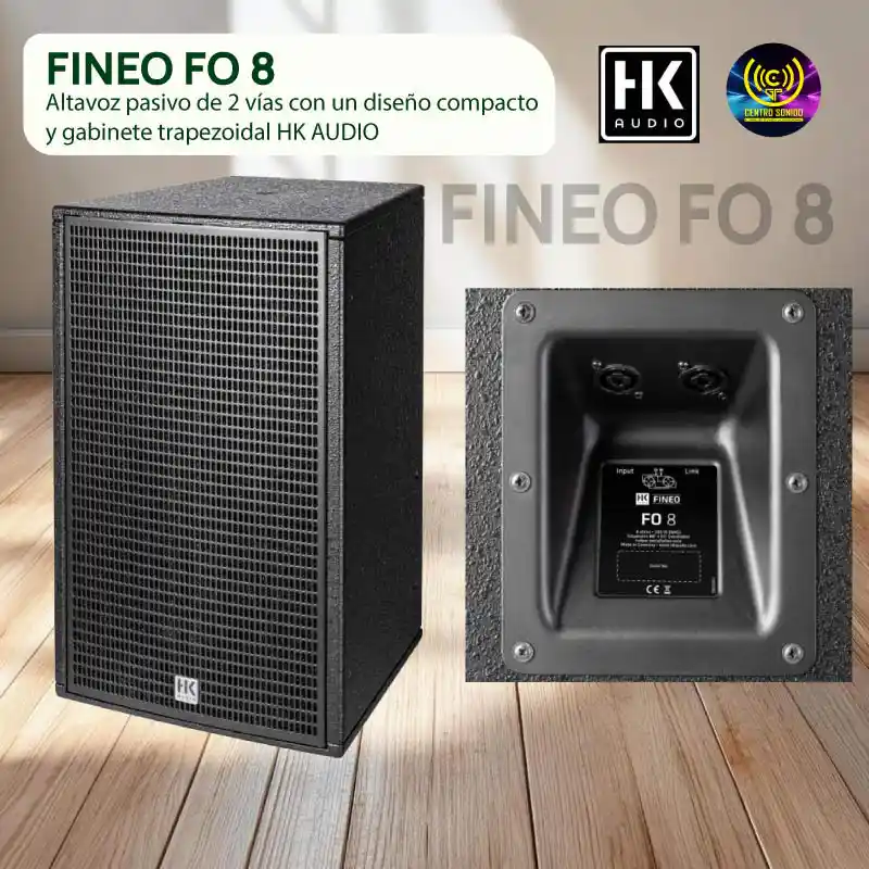 altavoz pasivo de 2 vías con un diseño compacto y gabinete trapezoidal fineo fo 8