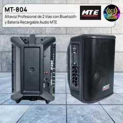 cabina activa mt 804, altavoz profesional de 2 vías con bluetooth y batería recargable