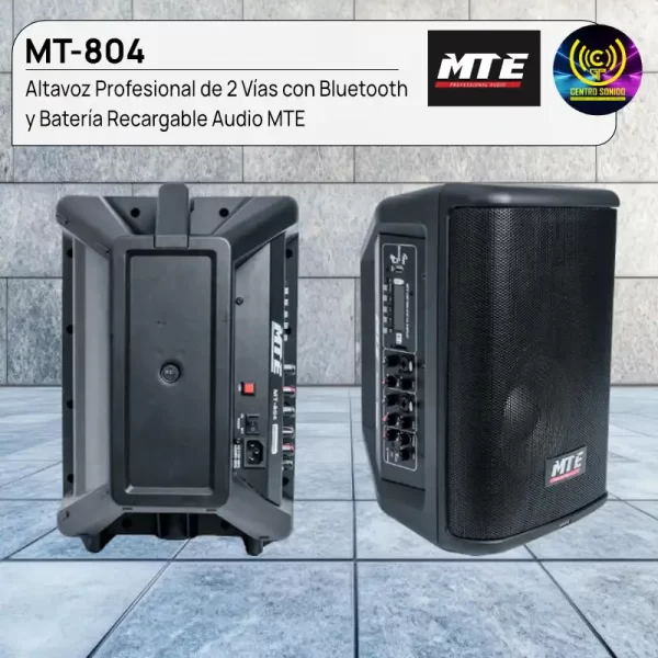 cabina activa mt 804, altavoz profesional de 2 vías con bluetooth y batería recargable