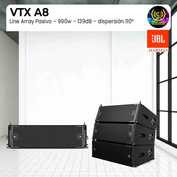 jbl vtx a8 line array pasivo – 990w – 139db – dispersión 110° jbl vtx a8 line array pasivo – 990w – 139db – dispersión 110°