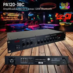 amplificador pa120 3bc pro dj 3 zonas 120w bluetooth
