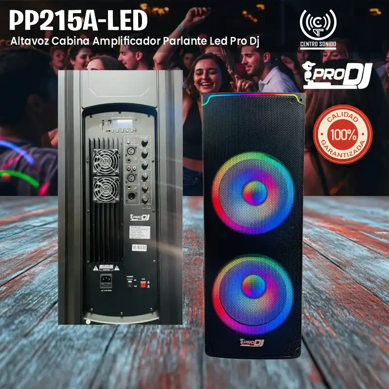 altavoz cabina amplificador parlante led pro dj pp215a led