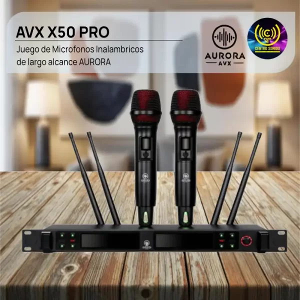 aurora avx x50 pro juego de microfonos inalambricos de largo alcance