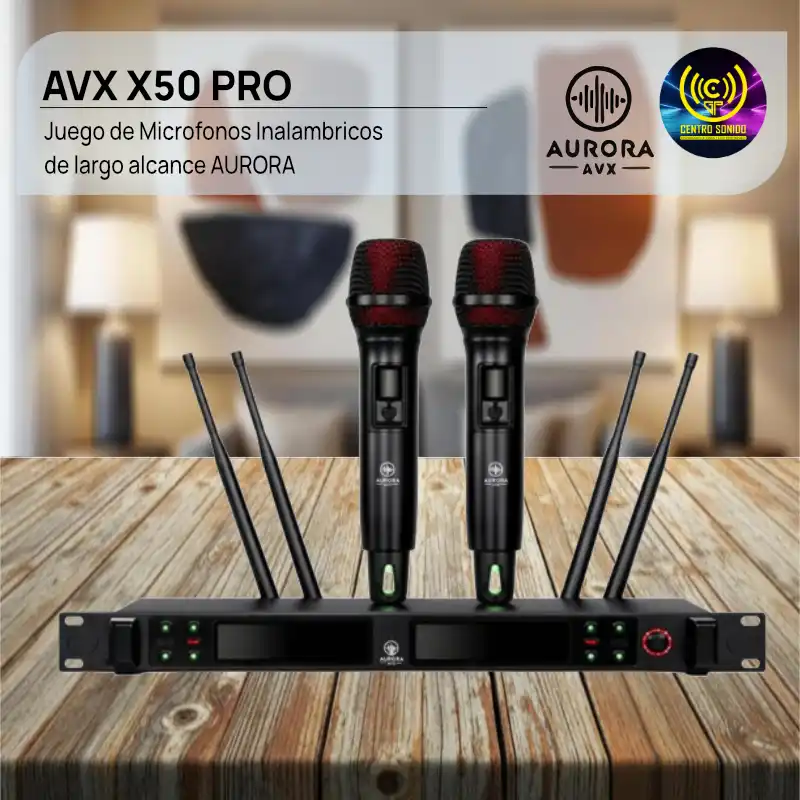 aurora avx x50 pro juego de microfonos inalambricos de largo alcance