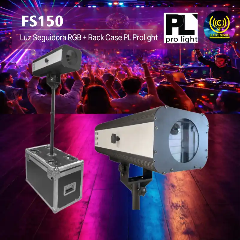 fs150 pl pro light luz seguidora rgb + rack case