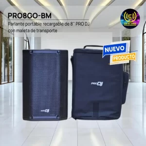 parlante portable recargable de 8'' pro dj pro8go bm con maleta de transporte