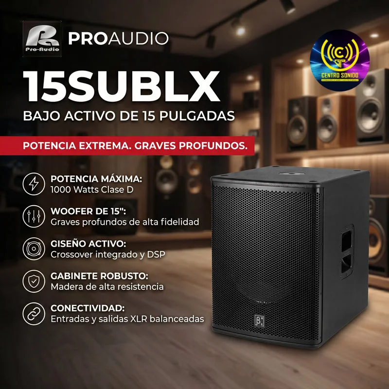 pro audio 15sublx bajo activo de 15 pulgadas