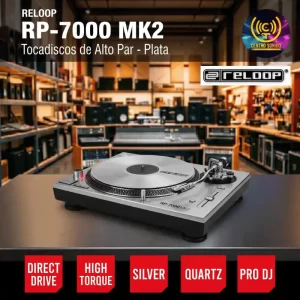 tocadiscos de alto par de accionamiento directo reloop rp 7000 mk2 plata
