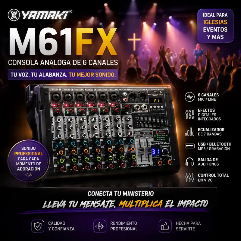 yamaki m61fx consola analoga de 6 canales