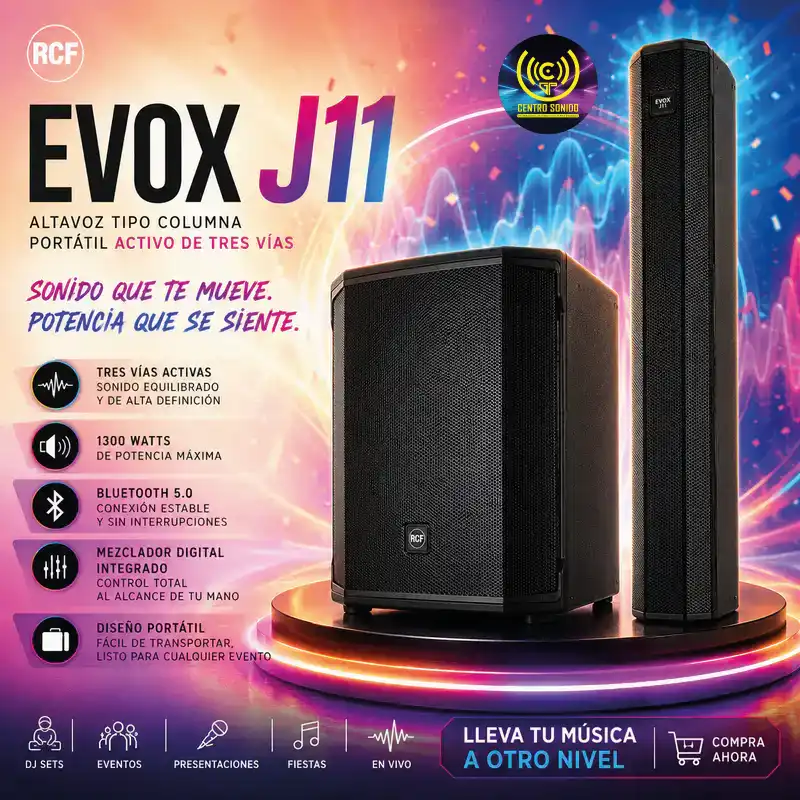 evox j11 altavoz tipo columna portàtil activo de tres vìas