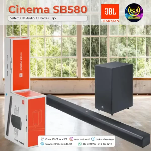 sistema de audio 3.1 cinema sb580 barra+bajo