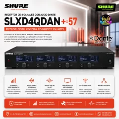 shure slxd4qdan += 57 receptor de 4 canales con audio dante