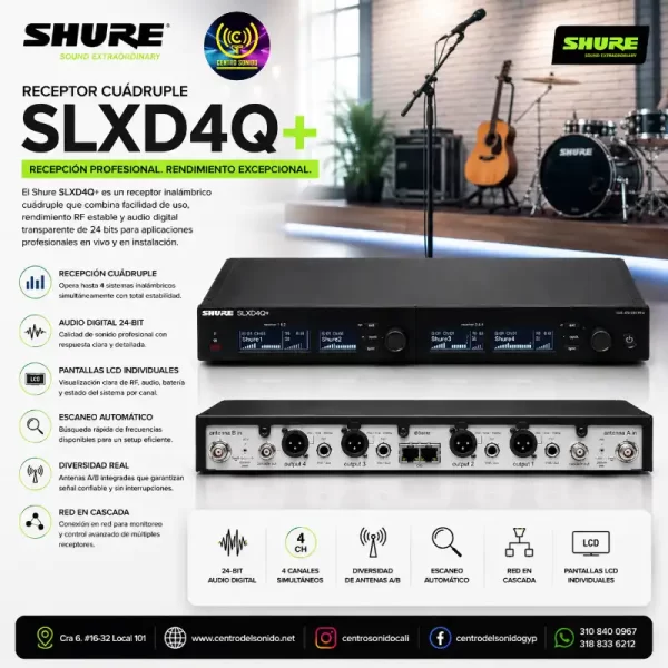 shure slxd4q += 57 receptor cuadruple