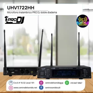 microfono inalambrico pro dj uhv1722hh doble diadema