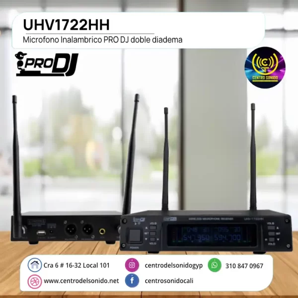 microfono inalambrico pro dj uhv1722hh doble diadema